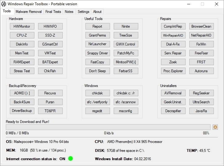 Windows Repair Toolbox 2.0.1.0 программа ремонт windows