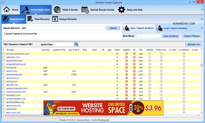 Domain Hunter Gatherer 1.7.92.0 поиск и продажа доменов