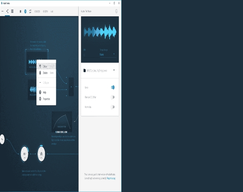 AudioNodes 0.2.1 редактор аудио файлов