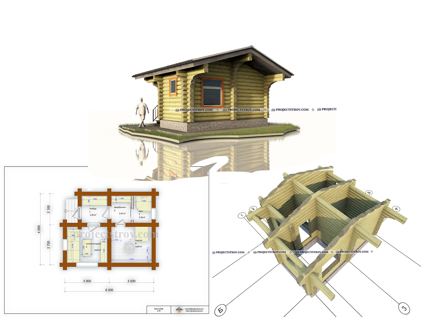 проект бани из бревна