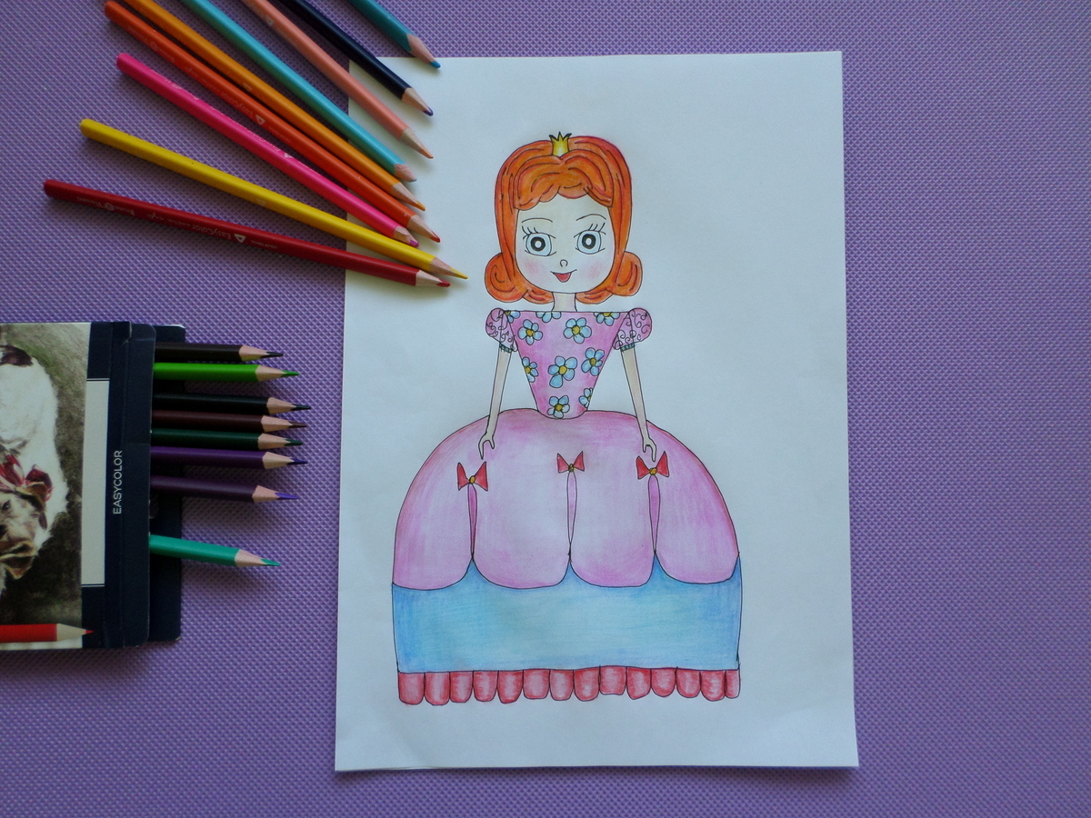 Принцесса рисунок для детей легкий