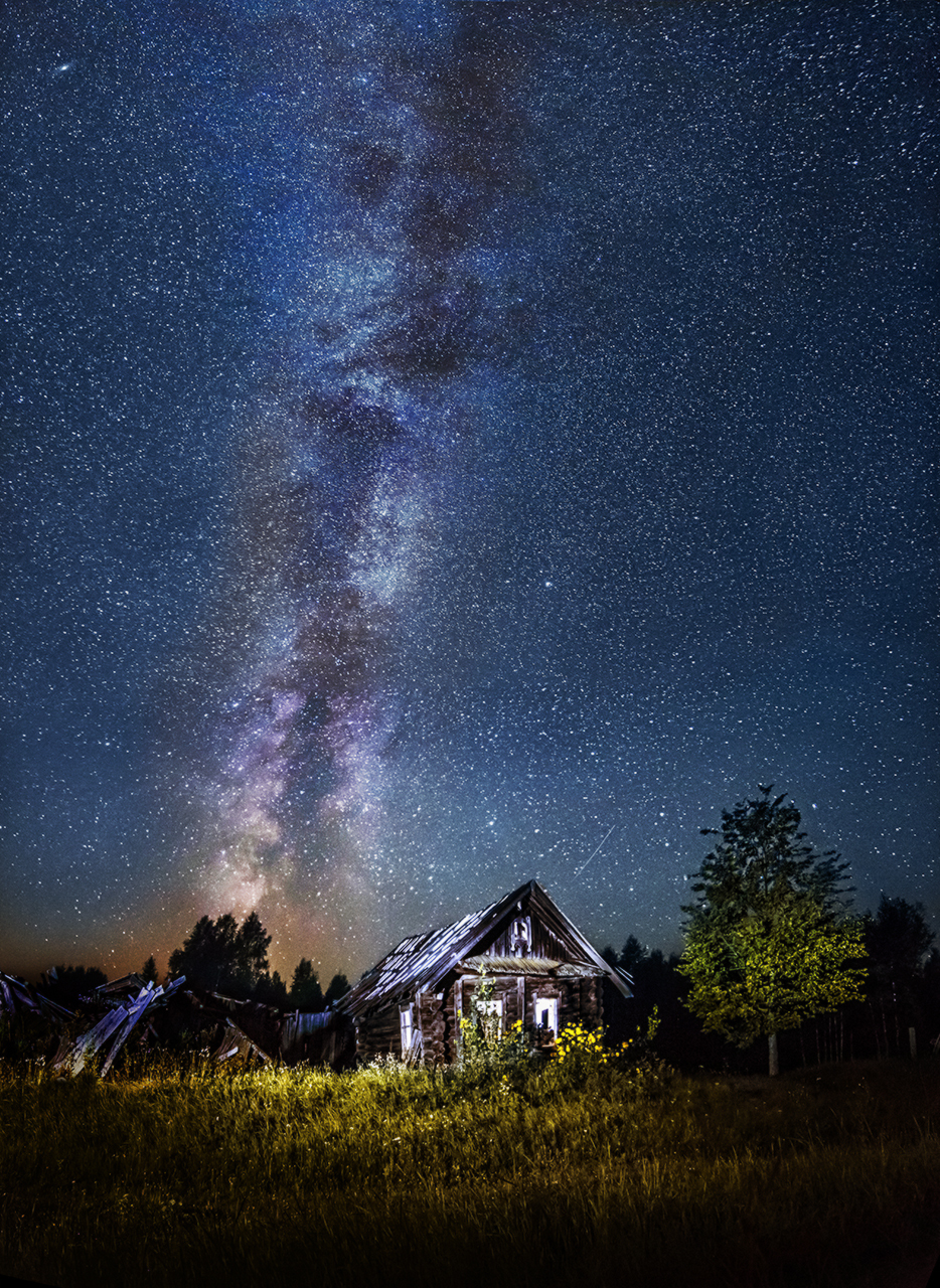 Фото звездная ночь в деревне