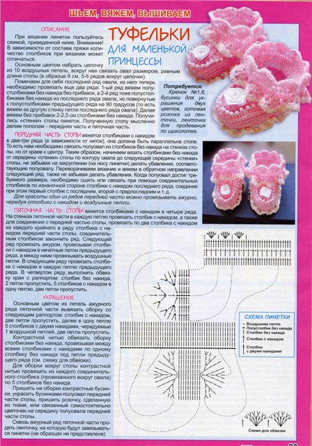 Пинетки туфельки спицами для девочки схемы с описанием