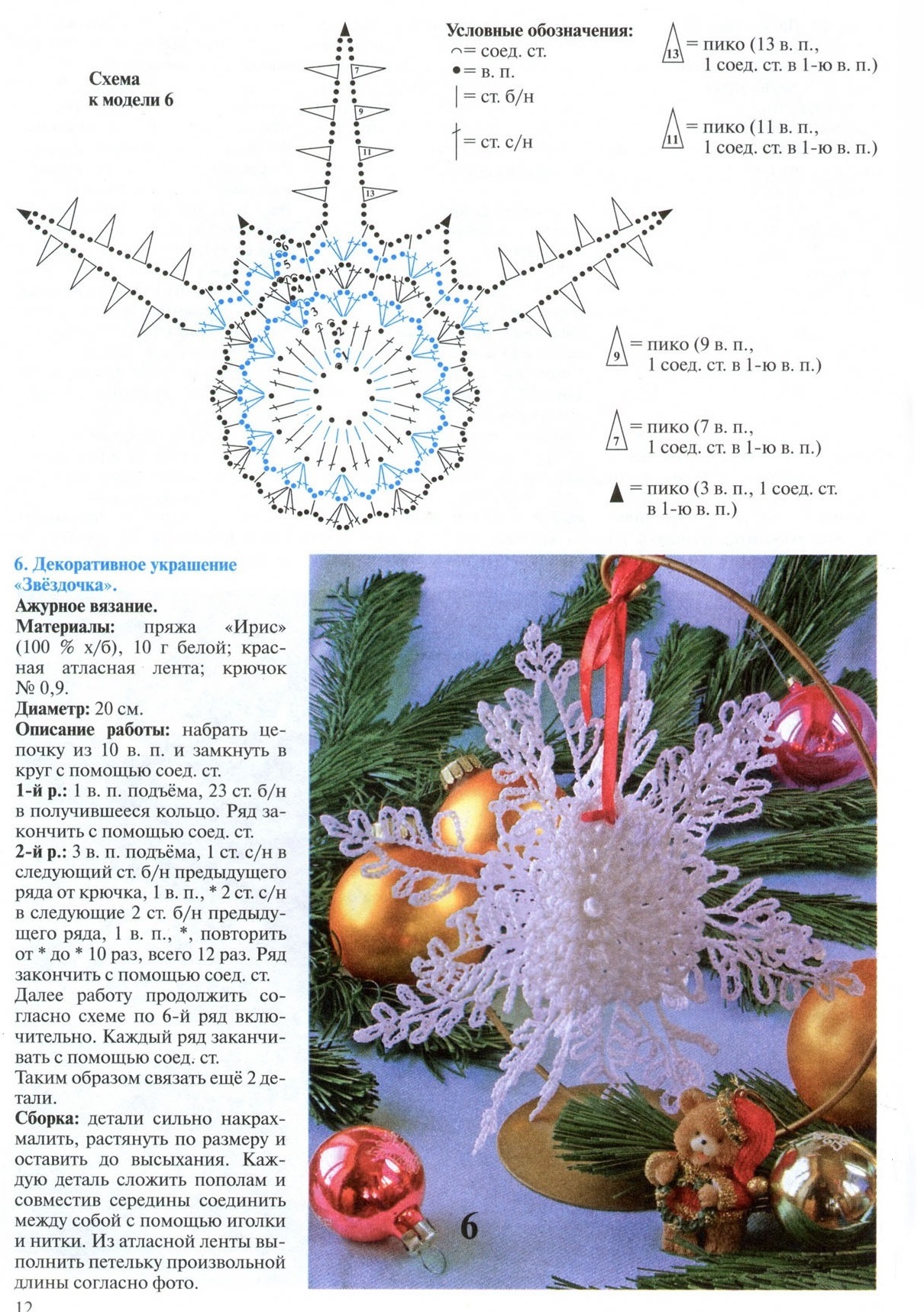 Шарик крючком на елку схема и описание