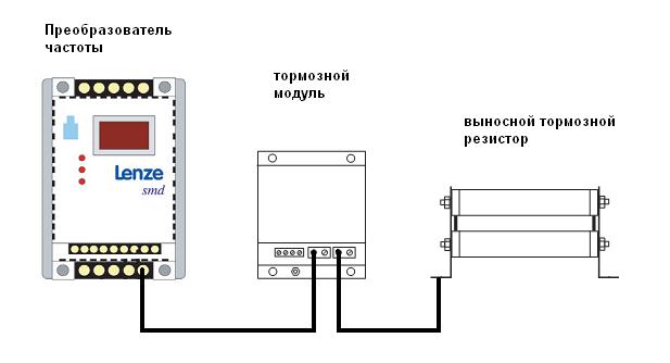 Схема подключения тормозного резистора к частотному преобразователю