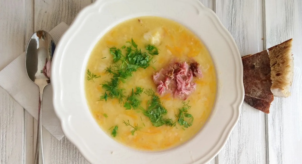 Суп гороховый с копченым окорочком рецепт с фото
